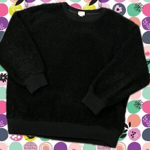 Women’s medium black fuzzy pullover crew neck sweatshirt - A New Day